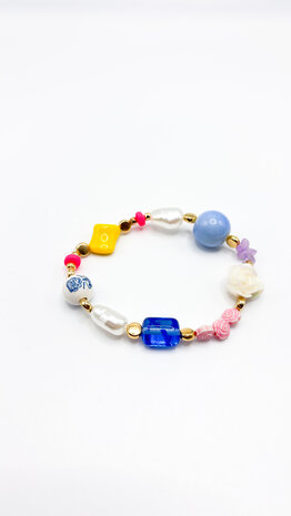 Multikleur armband met imitatieparels