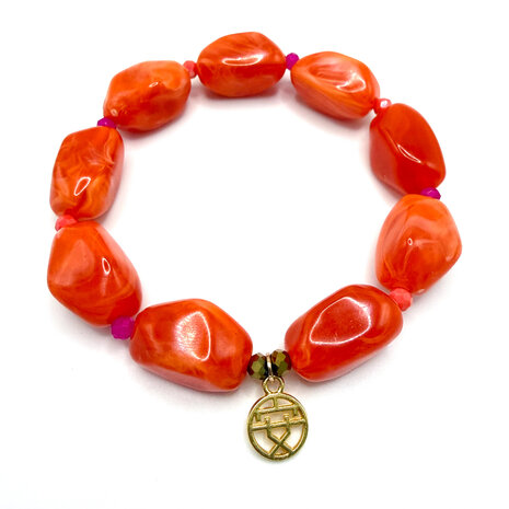 Zomerse statement armband oranje
