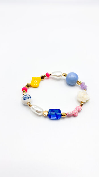 Multikleur armband met imitatieparels